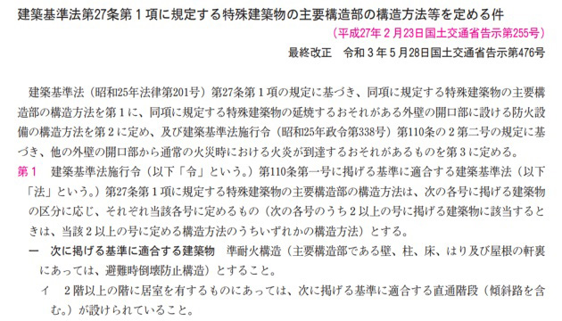 建築基準法第27情第1項